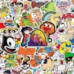 50 autocollants cartoon 90s