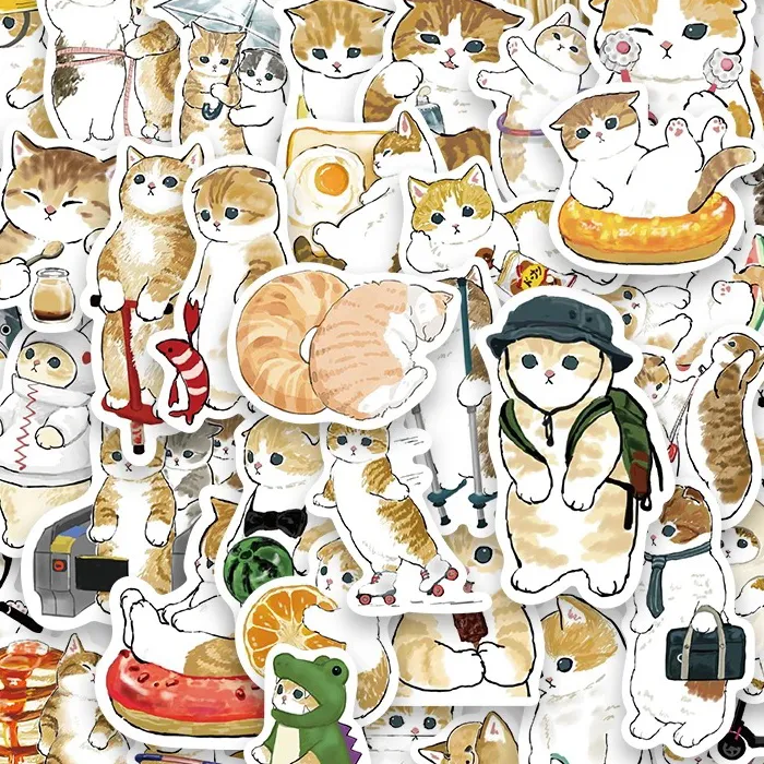 50 autocollants chat kawaii