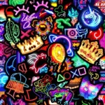 50 autocollants néon