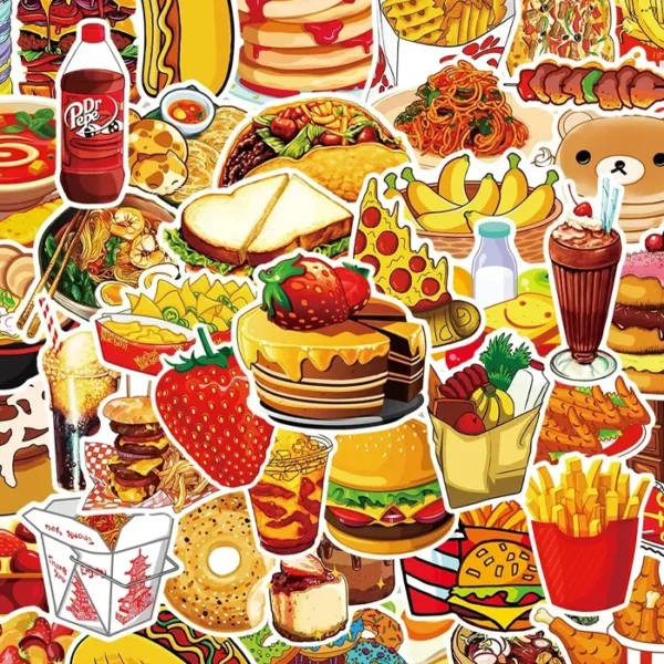 50 autocollants nourriture