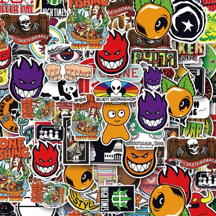 50 autocollants skate