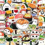 50 autocollants sushis