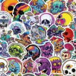 50 autocollants tête de mort