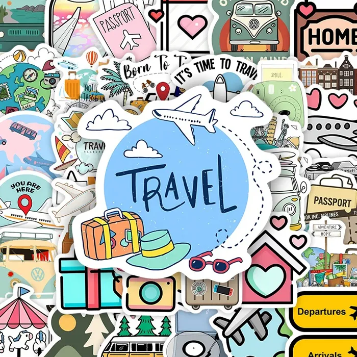 50 autocollants voyage