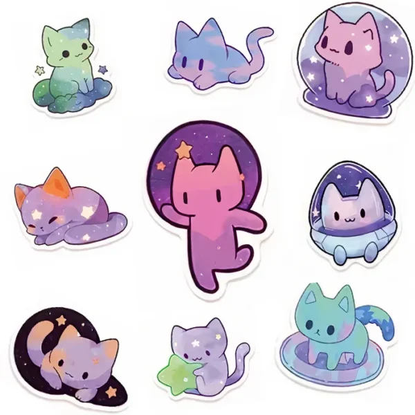 50 autocollants Chats Galactiques