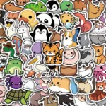50 autocollants animaux mignons