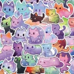 50 autocollants chats cosmiques