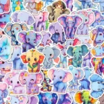 50 autocollants éléphants