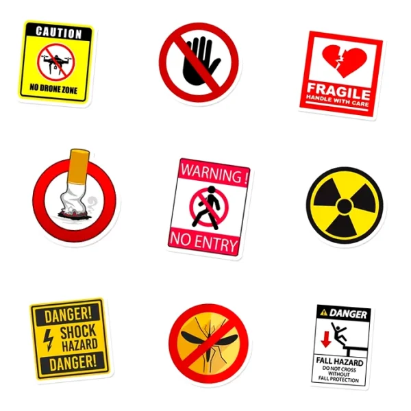 50 autocollants Attention Danger