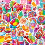 50 stickers sucreries et bonbons
