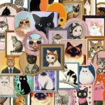 50 autocollants Chat portrait