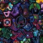 50 autocollants Marvel Néon